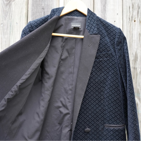 CLUB MONACO BLUE VELVET RELAXED DOUBLE BREASTED TUXEDO BLAZER BLACK LAPEL 2 - Picture 7 of 14